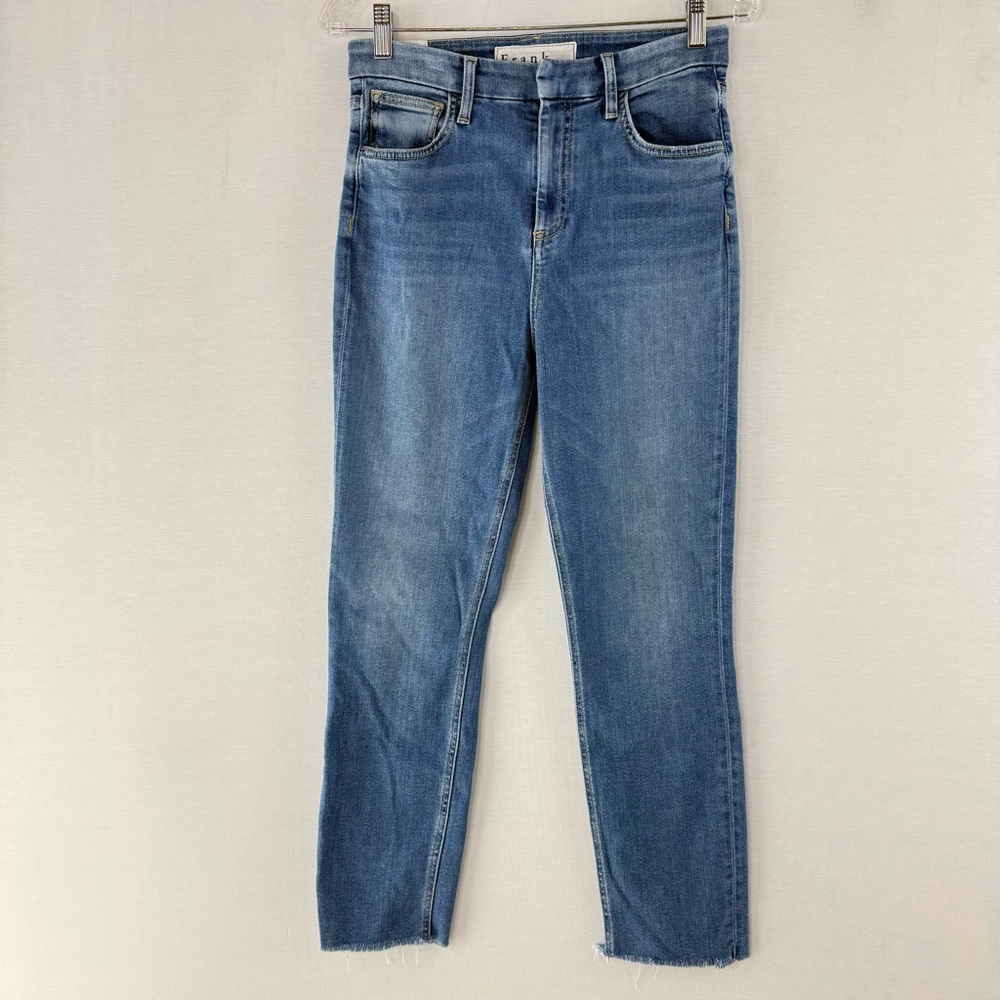 Frank & Eileen “Derry” Blue Denim Straight Leg Frayed Hem Jeans